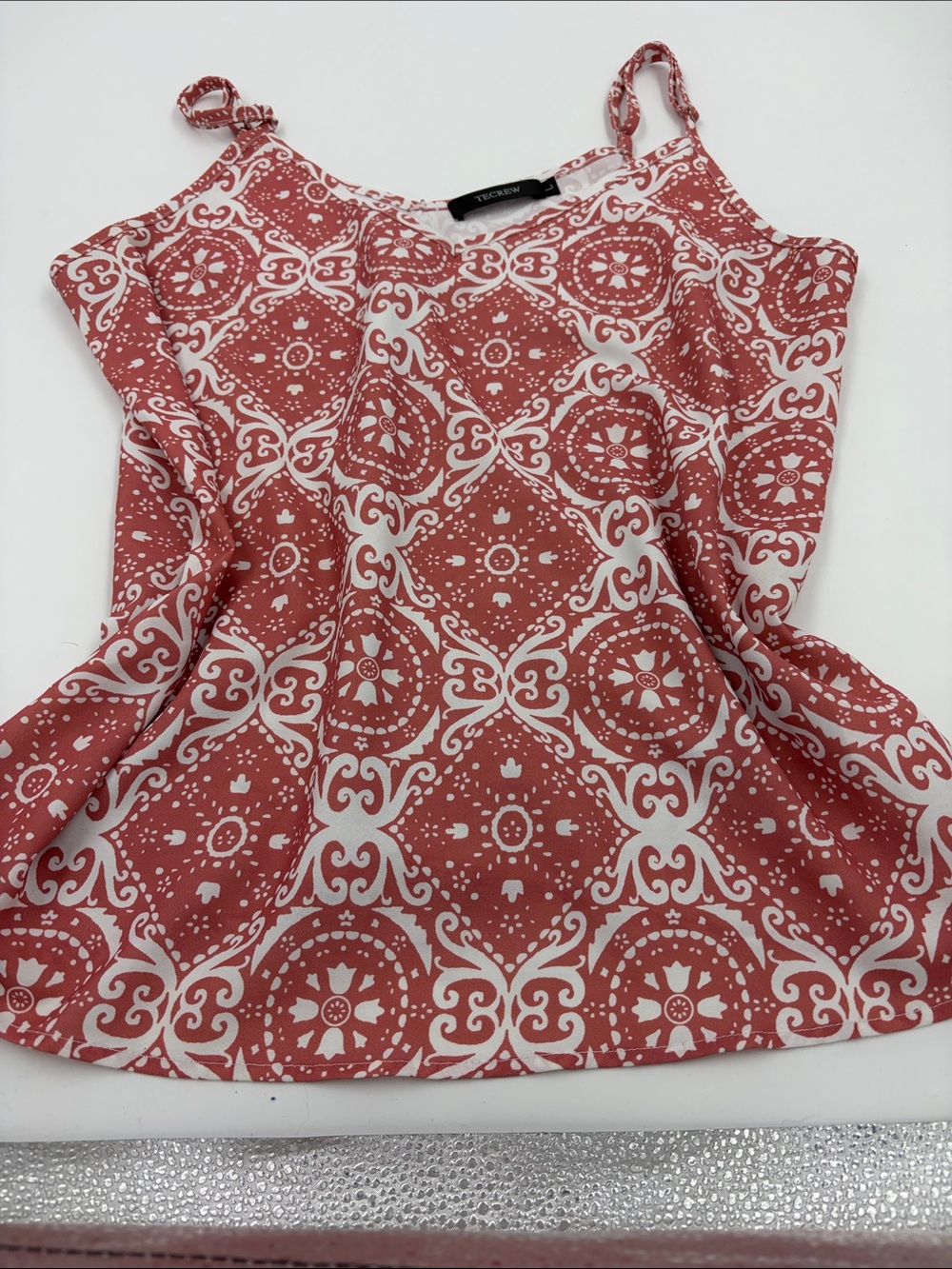 Terracotta Pink Printed Spaghetti Strap Camisole by TCECANN